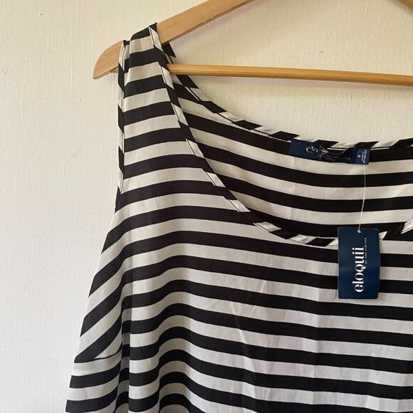 Eloquii Sleeveless Top Women's Plus Size 24 W Black Striped Lightweight NWT - Picture 2 of 10